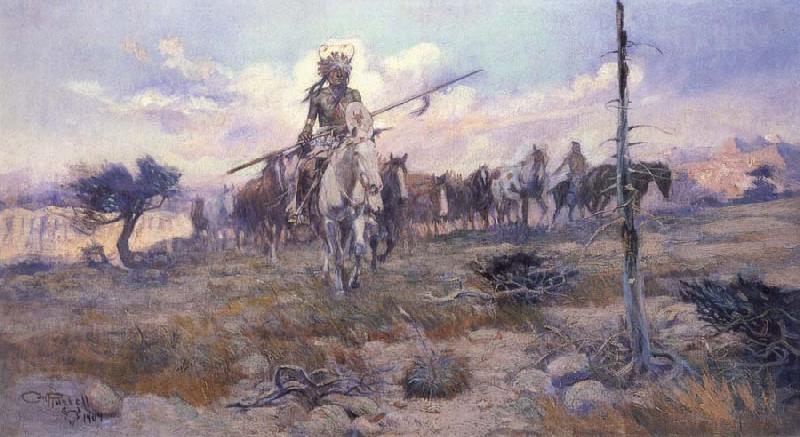 Charles M Russell Bringing Home the Spoils France oil painting art
